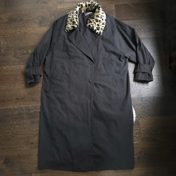 NWOT Free People X Revolve Oversized Leopard Cheetah Faux Fur Collar Trench - Picture 3 of 11